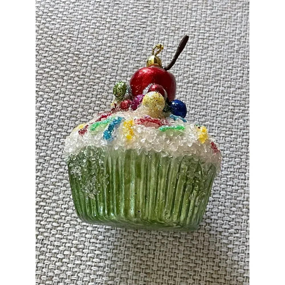 Cupcake Christmas Ornament with Sprinkles & A Cherry on Top